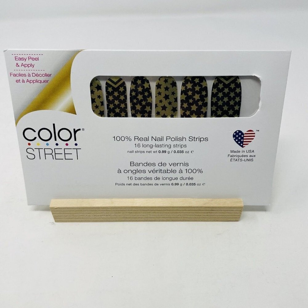 Color Street 100% Nail Polish Strips Salute to You Star Print Shimmer 16 Pieces
